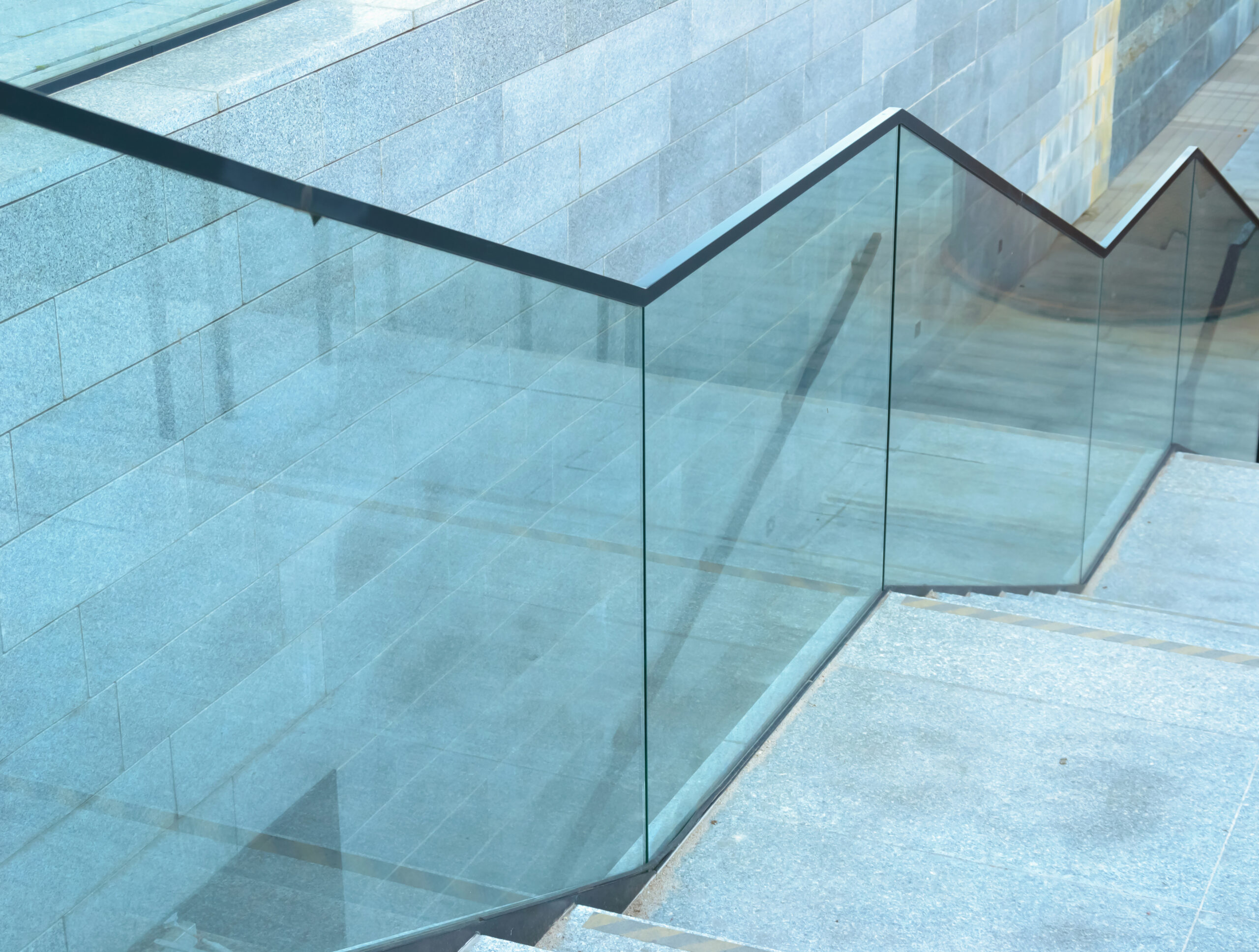 Blue glass stairs modern at day business center