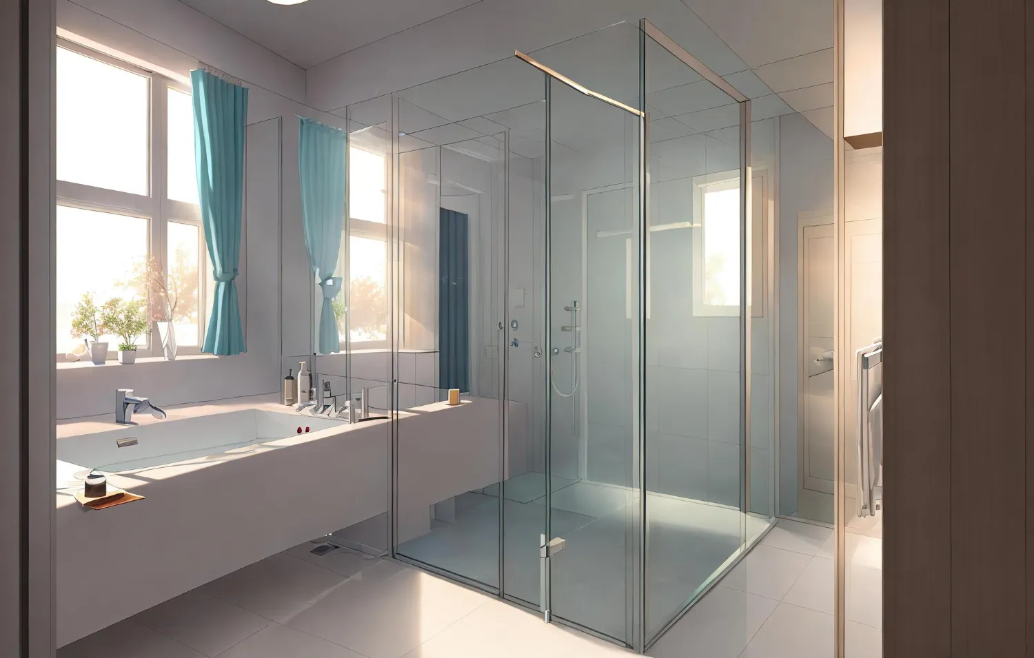 bathtub and shower enclosure