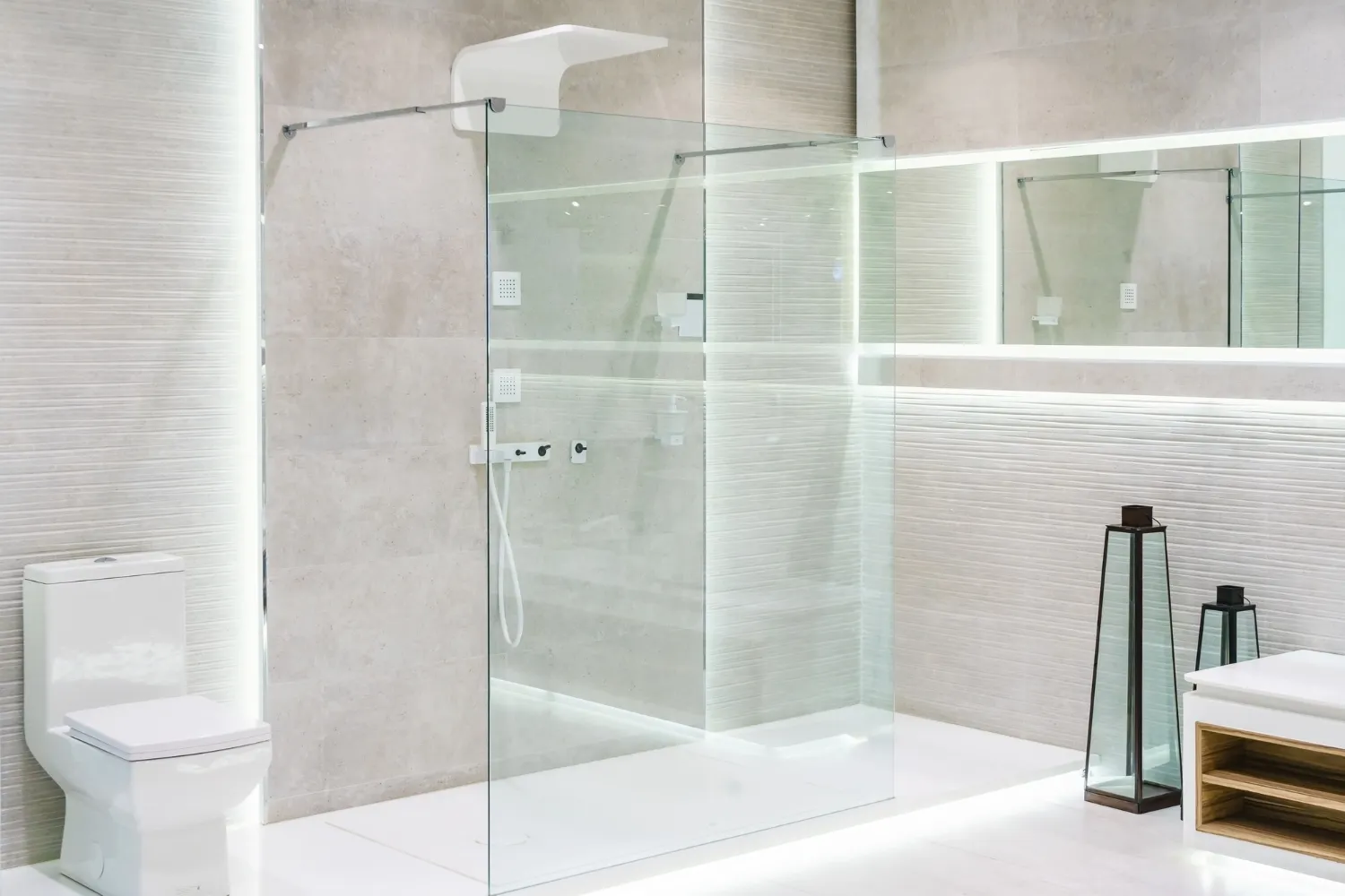 half wall glass shower enclosure