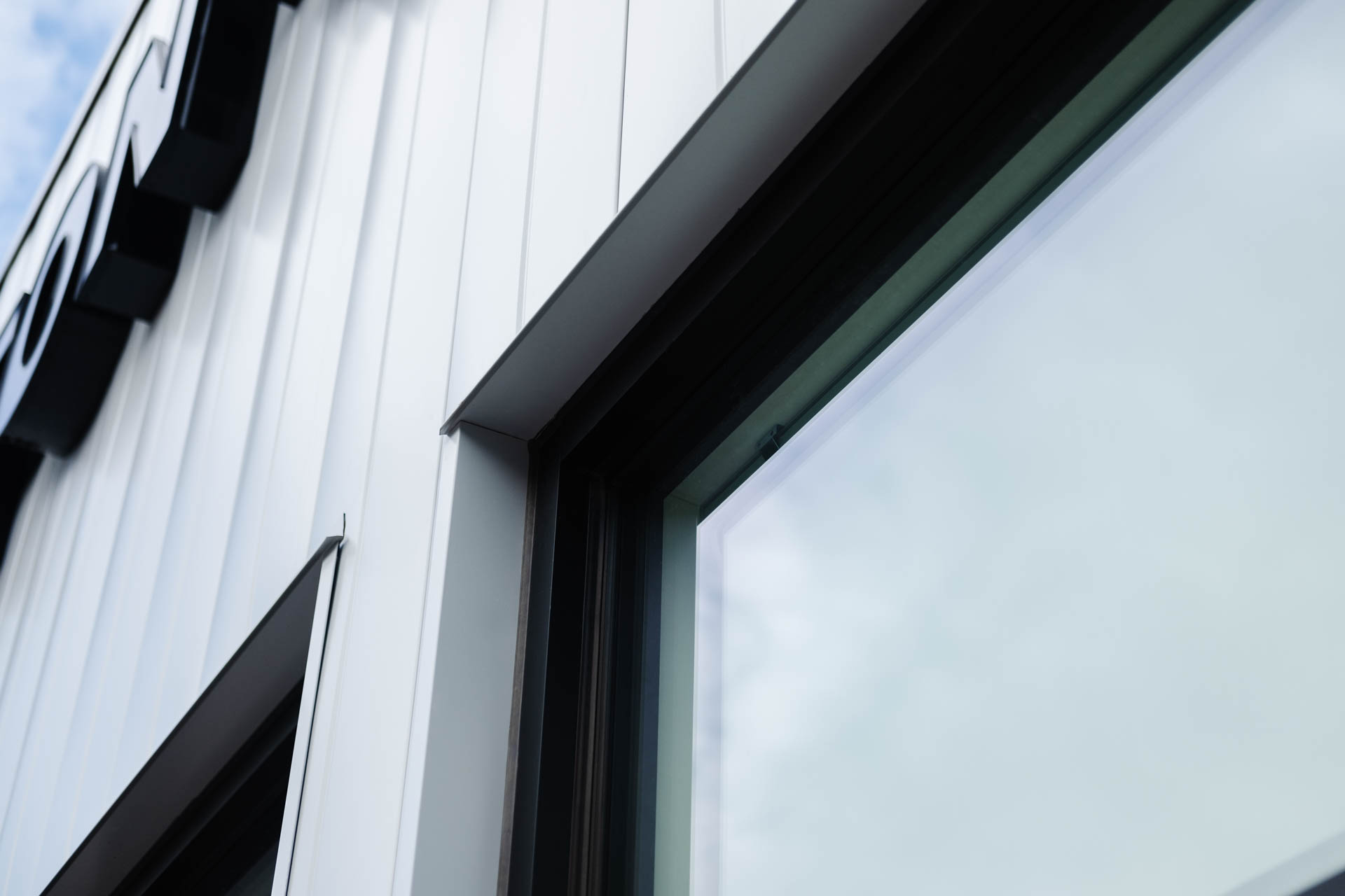 corner of a window from the exterior of a Commercial Window Install
