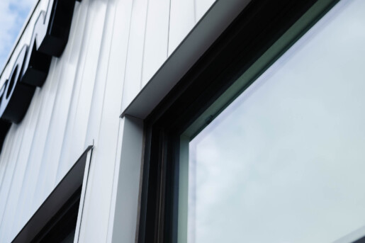 corner of a window from the exterior of a Commercial Window Install